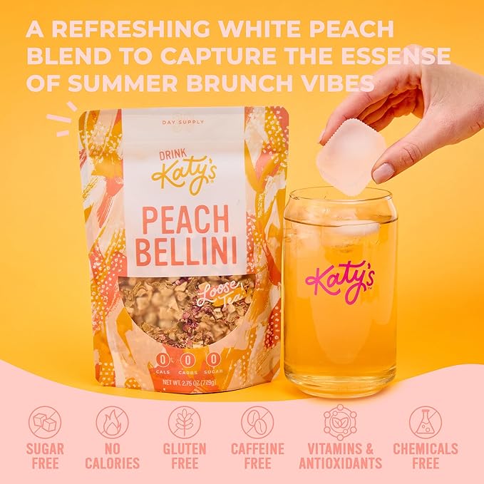 Katy?™s Peach Bellini Loose Leaf Tea | Fruity & Refreshing Light White Herbal Tea | Apple, Peach &