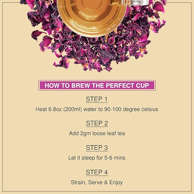 BREWIX, Pure Dried Rose Petals Loose Tea (25+ Cups,1.76oz/50g) Edible Flowers for
