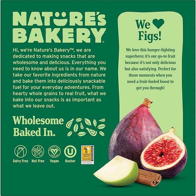 Nature?™s Bakery Whole Wheat Fig Bars, Apple Cinnamon, Real Fruit, Vegan, Non-GMO, Snack bar, 6