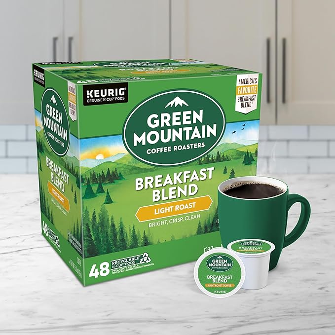 Green Mountain Coffee Roasters Breakfast Blend Single-Serve Keurig K-Cup Pods, Light Roast Coffee