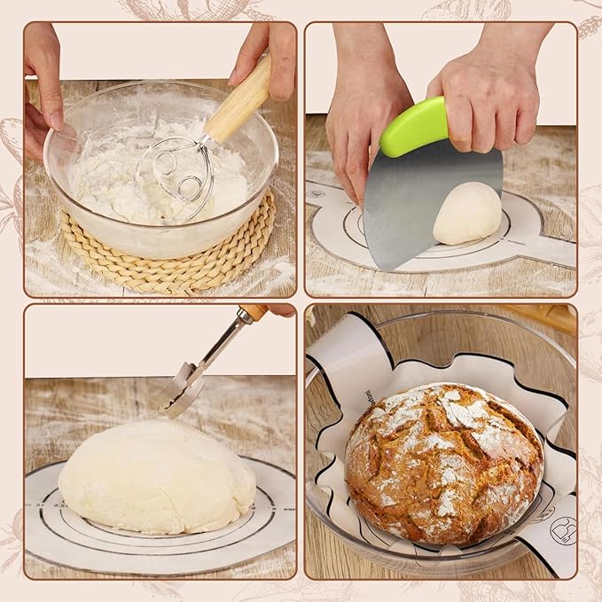 Sourdough Starter Kit, Sourdough Bread Baking Supplies with with 40oz Jar, 10" & 11" Cotton