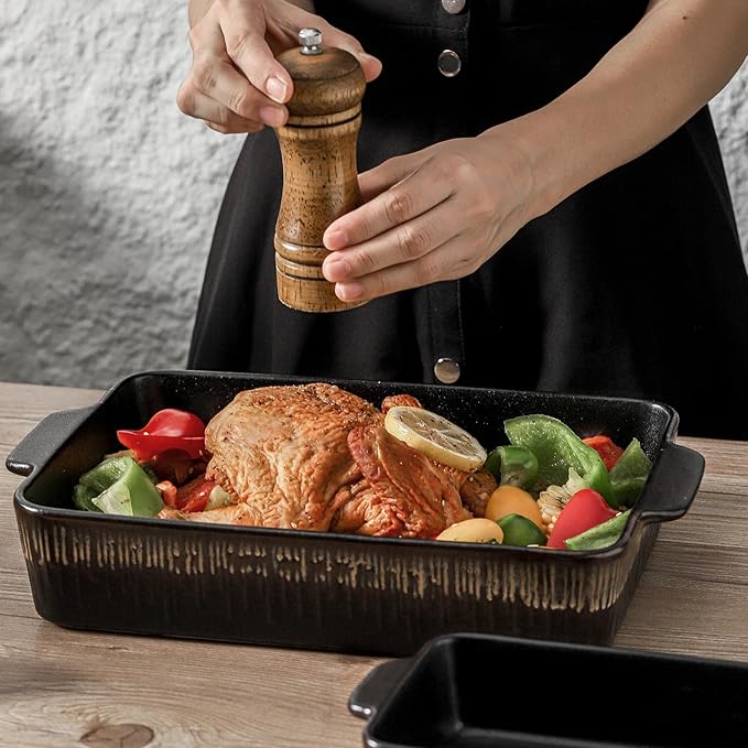 KOOV Bakeware Set, Ceramic Baking Dish, Rectangular Baking Pans Set, Casserole Dish for Cooking