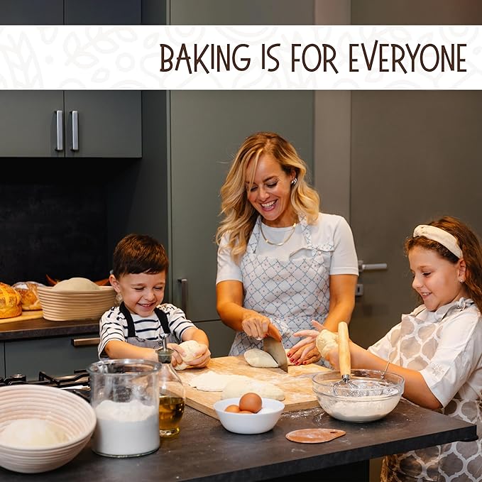 Superbaking Sourdough Proofing Basket Gift Set, Round 9" & Oval 10" Banneton, Sourdough Starter