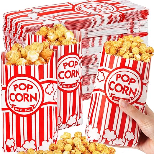 500pcs Paper Popcorn Bags for Party, 1 Oz Small Vintage Individual Servings Popcorn Container Pop
