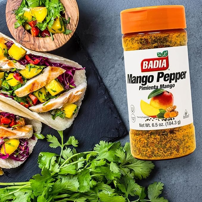 Badia Mango Pepper Seasoning, 6.5 oz - Sweet & Zesty Citrus Pepper Blend for Chicken, Seafood &