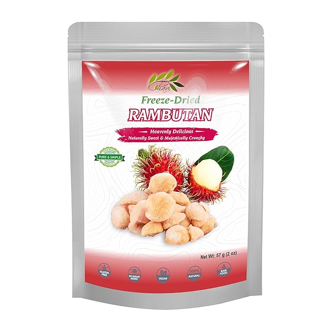 CHAVI Freeze-Dried Rambutan - 2 Oz - Healthy 1 Ingredient Superfood Supersnacks - No Added Sugars