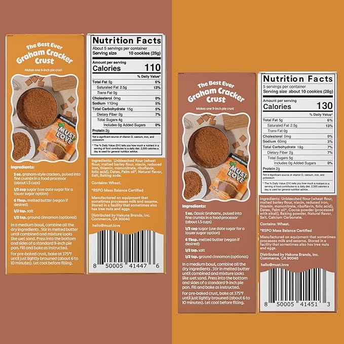 Must Love Graham Crackers Sampler - 1 Classic & 1 Chocolate - 5 Oz pack - No Added Sugar, Sweetened