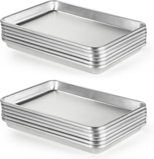 CURTA 12 Pack Aluminum Sheet Pan, NSF Listed Half Size 13 x 9 inch Commercial Bakery Cake Bun Pan