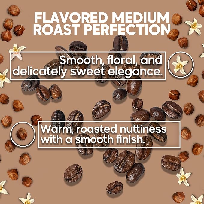 Sarasota Coffee Whole Bean Vanilla Hazelnut | Medium Roast Gourmet Flavored Coffee Beans | Low