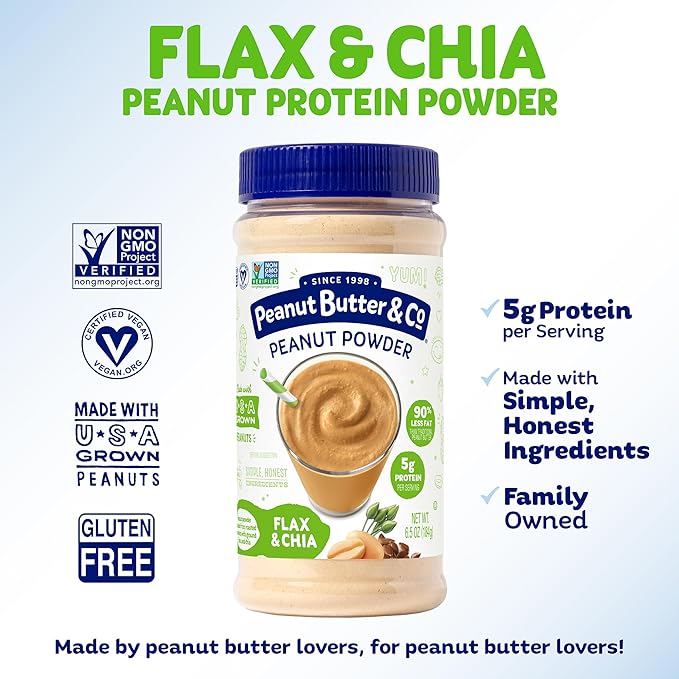 Peanut Butter & Co. Flax & Chia Peanut Powder, Non-GMO Project Verified, Gluten Free, Vegan, 6.5
