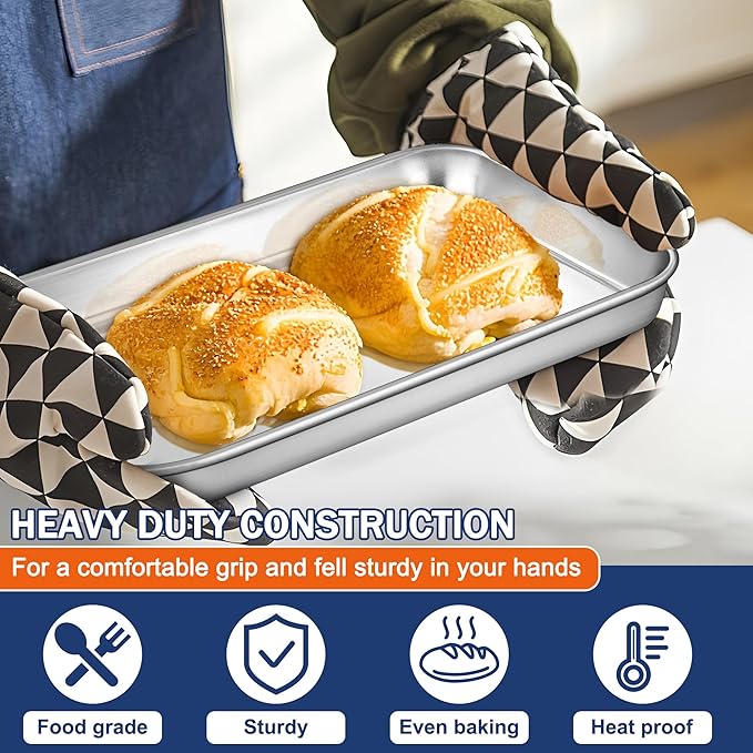 P&P CHEF 10.5 Inch Baking Cookie Sheet, Oven Pan Tray Stainless Steel Sheet Pan for Kitchen, Oven