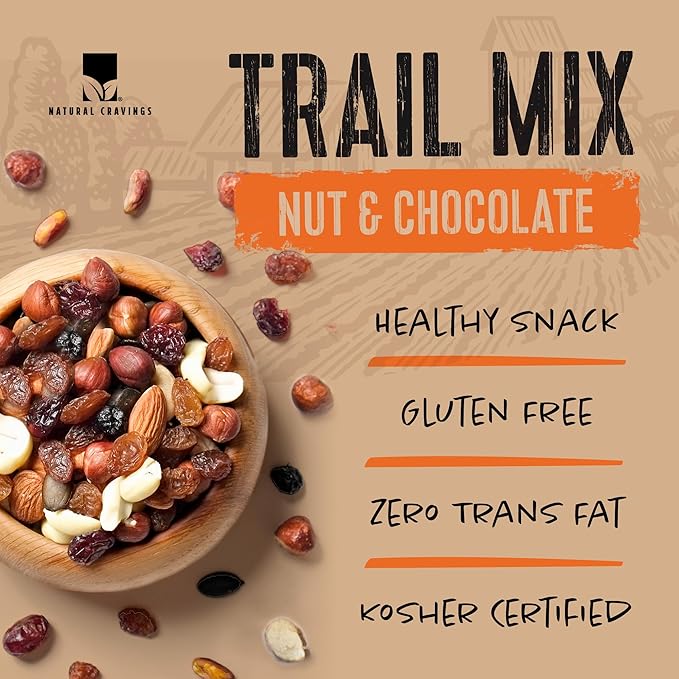 Natural Cravings 24oz Trail Mix Bulk Family Size Bag - Nuts & Chocolate Dried Fruit Mix & Nuts Mix