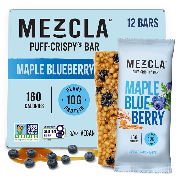 Mezcla Vegan Protein Bars, Gluten Free Snack Made with Pea Protein, Organic Vanilla, Blueberries
