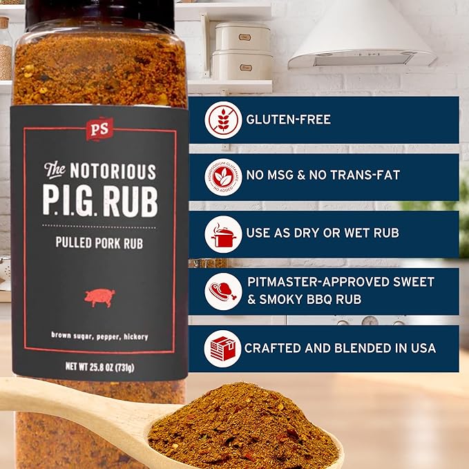 PS Seasoning Notorious P.I.G.- Pulled Pork Seasoning & Dry Rub - Pulled Pork Seasoning, BBQ Rubs