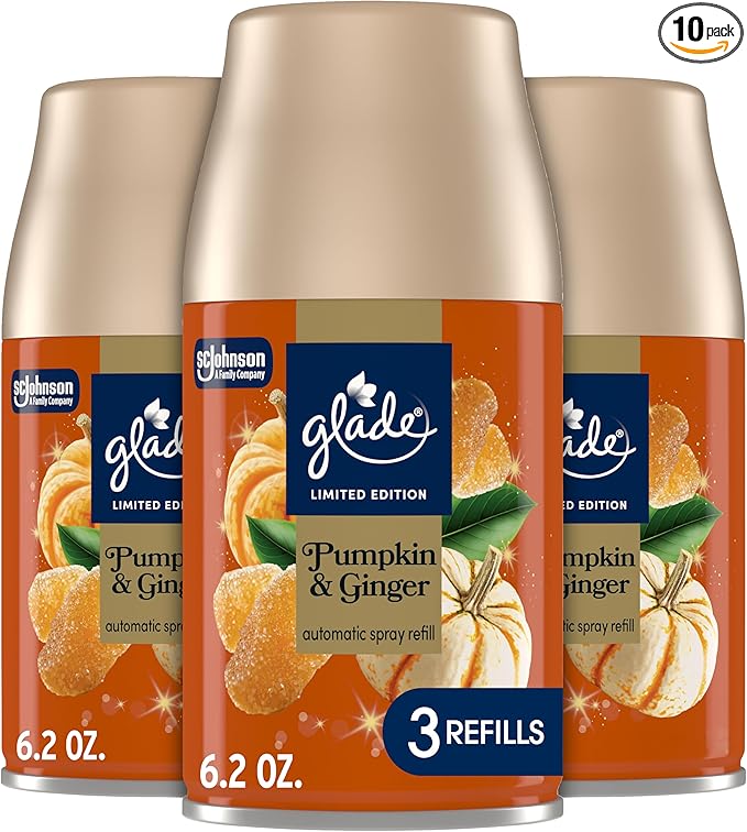 Glade Automatic Spray Refill, Pumpkin & Ginger, Scented Air Freshener for Home and Bathroom, 6.2