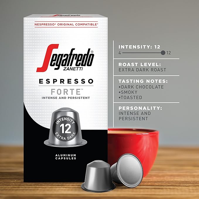 Segafredo Zanetti Espresso Capsules – Aluminum Pods for Nespresso Original Machines – Extra Dark