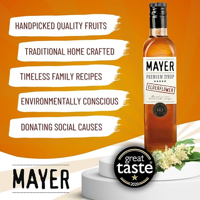 Mayer Premium Artisanal Hungarian Elderflower Syrup (Cordial) ??Award-Winning, Only Elderflowers