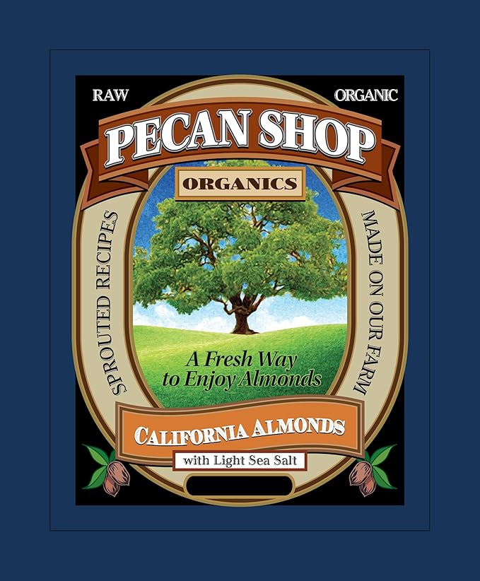 Pecan Shop Sprouted Raw Organic California Almonds 2 lbs - Light Sea Salt Family Recipe Crispy