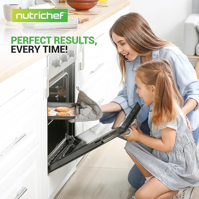 NutriChef 10-Piece Non-Stick Baking Set – Heavy-Duty Carbon Steel Bakeware Set w/ Cookie Sheets