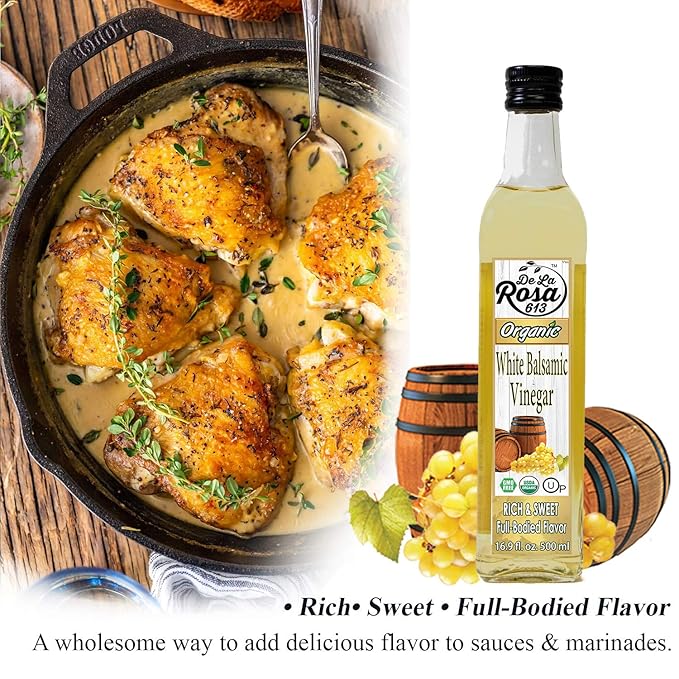 De La Rosa Organic Balsamic & White Balsamic Vinegar, Kosher for Passover, Vegan, Non-GMO & Gluten
