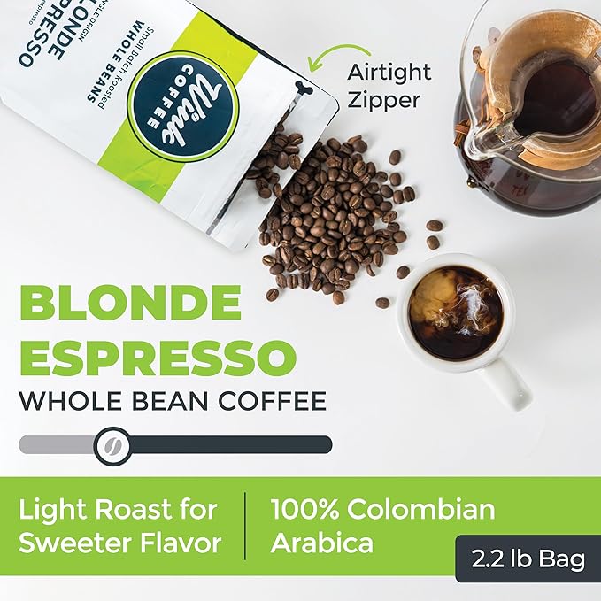 Wink Coffee Blonde Espresso, Light Roast Whole Bean Coffee, Single Origin Colombian Arabica Beans