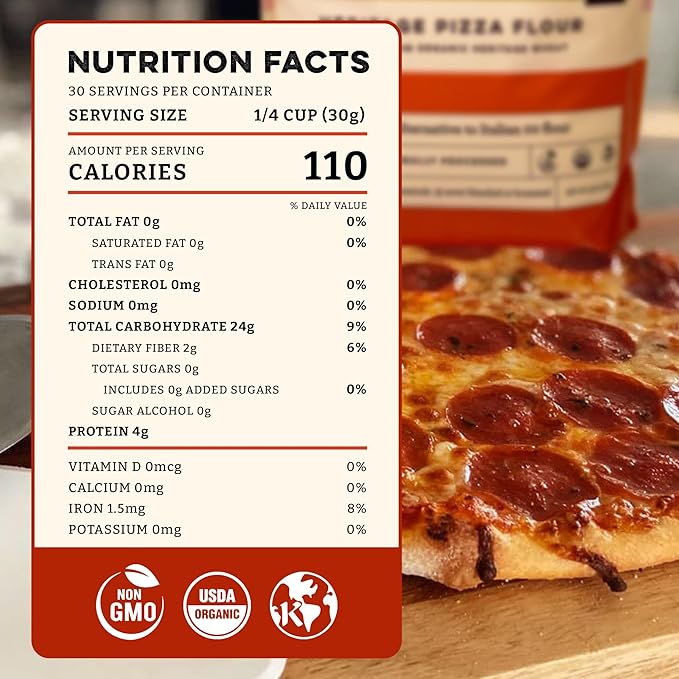 Sunrise Flour Mill USDA Organic Heritage Pizza Flour - 2 lbs | Organic Milled Flour from Hard Red