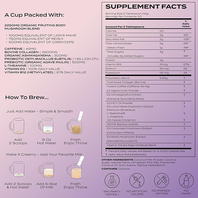 Atlas+ Latte Superblend??Instant Mushroom Coffee with Lion?™s Mane, Reishi, Cordyceps, Ashwagandha