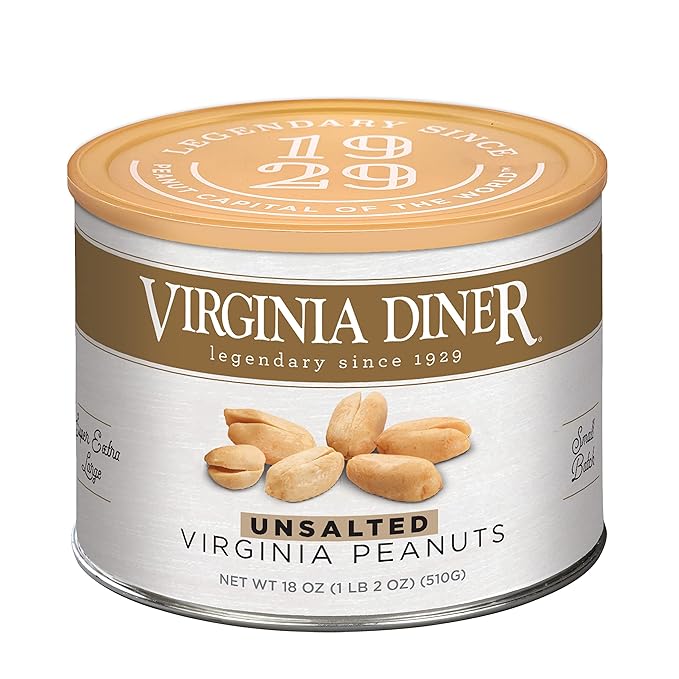 Virginia Diner Unsalted Gourmet Peanuts Blister Roasted XL Virginia Nuts All Natural VA Peanuts