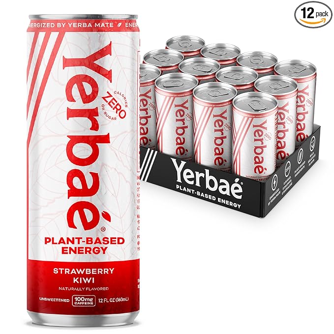Yerbaé Energy Seltzer - Strawberry Kiwi, No Sugar/Calories/Carbs. Energized by Yerba Mate