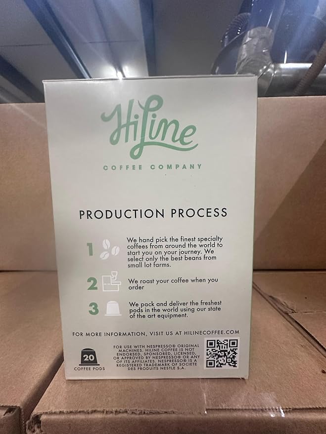 HiLine Espresso Coffee Pods, Dark Roast Coffee, 20 Count (Pack of 1), Single Cup Espresso Capsules