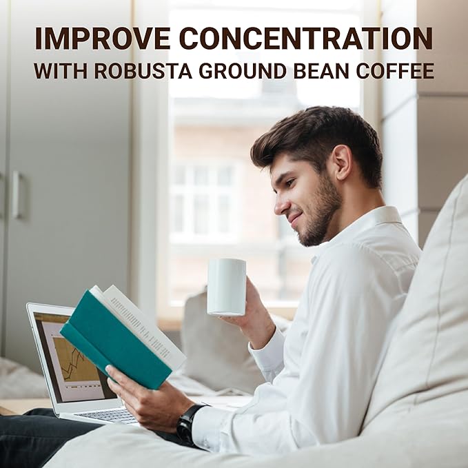 doanhdang - 17 Oz Premium Robusta Ground Bean Coffee, 100% Robusta Medium Roast, Rich Flavor for