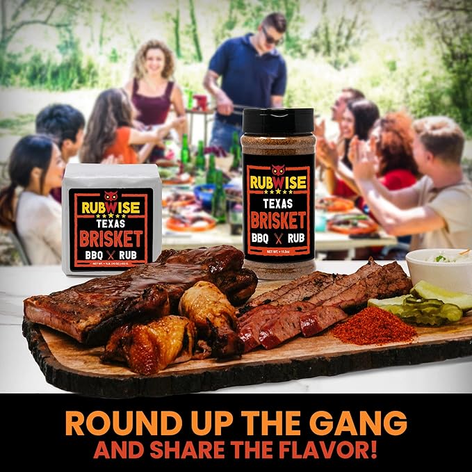 RubWise Texas Style BBQ Brisket Rub (1lb) | Barbecue Rubs & Spices for Smoking and Grilling | Beef