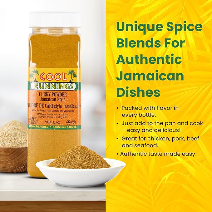 Cool Runnings Jamaican Style Curry Powder 500g - Aromatic and Flavorful Blend for Curries, Meats