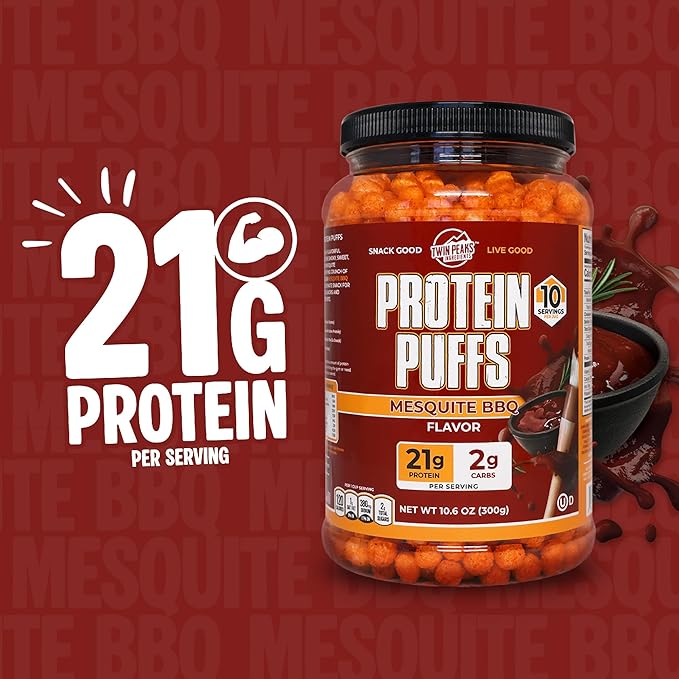 Twin Peaks Protein Puffs - (Mesquite Barbecue), Keto Friendly, Low Carb Snack (300g, 21g Protein
