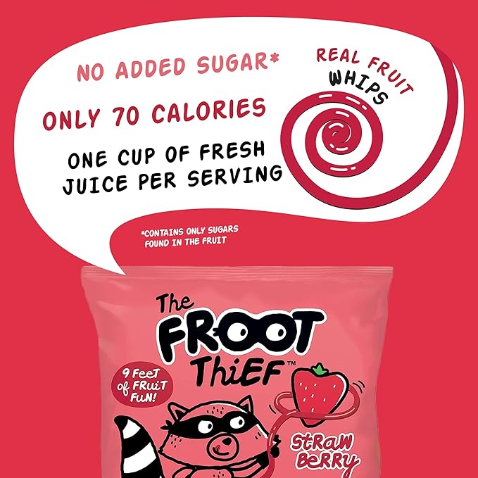 The FROOT Thief Real Fruit Snack Whips, Strawberry, Nut Free, Perfect for School Lunches and