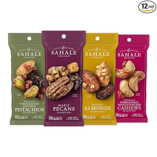 Sahale Snacks Glazed Mix Nut Blend Variety Pack, 1.5 Oz Grab & Go Bags (12 Total Packs) - Four