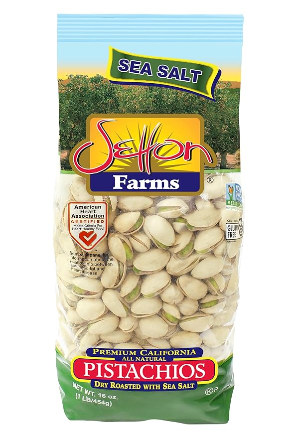 Setton Farms Dry Roasted and Salted Pistachios, Premium California In Shell Pistachios, 1 pound Bag