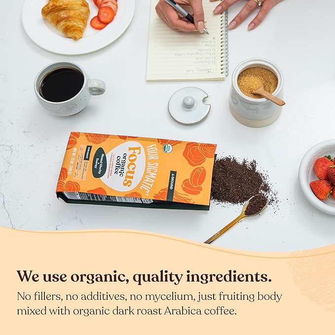 Four Sigmatic Focus Mushroom Coffee | Organic Ground Coffee with Lion's Mane Mushroom and Chaga for