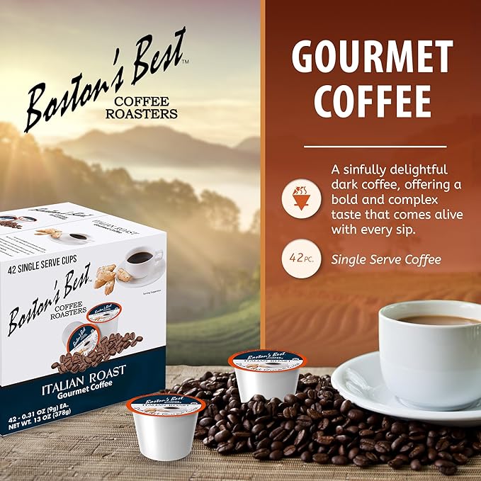 Boston’s Best - Italian Roast, Deliciously Bold Dark Roast Gourmet Coffee Compatible with Keurig