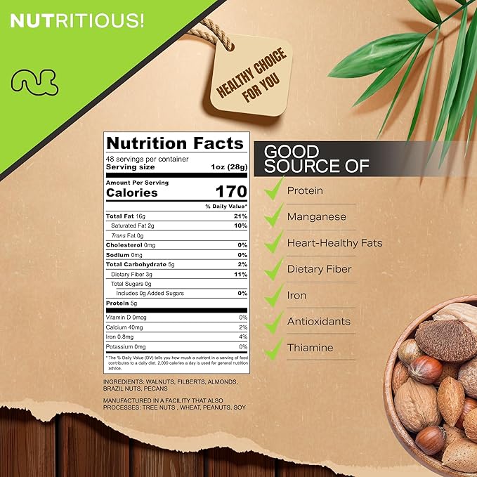 NUT CRAVINGS - Mixed Nuts (In Shell) Brazil, Walnuts, Filberts, Almonds, Pecans (48oz - 3 LB)