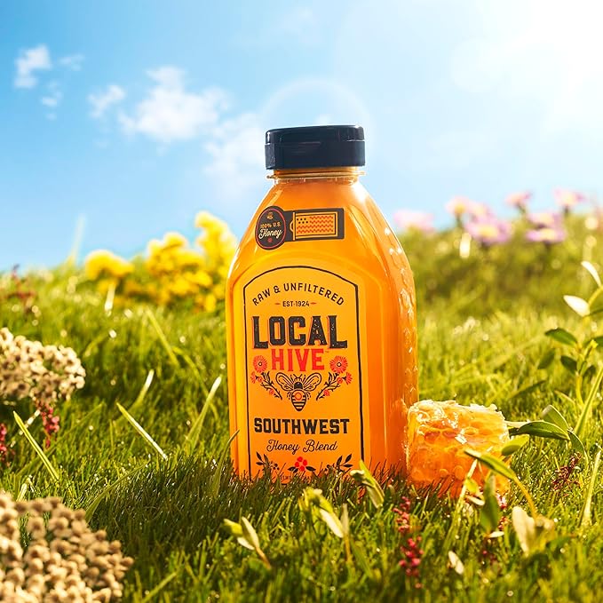 Local Hive Southwest Raw Unfiltered Honey – 16 oz, 100% Pure US Honey, Sourced from American Bees