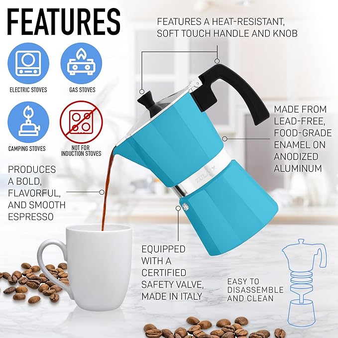 Zulay Premium Moka Pot Espresso - Leak-Proof Stovetop Espresso Maker - Perfect for Authentic Cuban