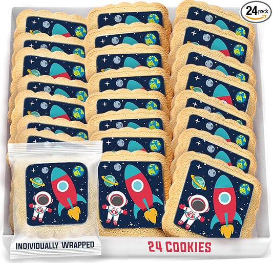 Space Themed Cookies Individually Wrapped Bulk | Outer Space Astronaut Planets Rocketship | Party