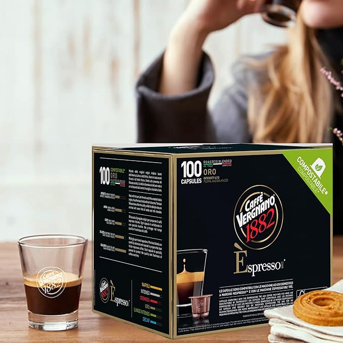 Caffe' Vergnano 1882 Medium Roast Espresso Original Line Machine Compatible Capsules, Arabica