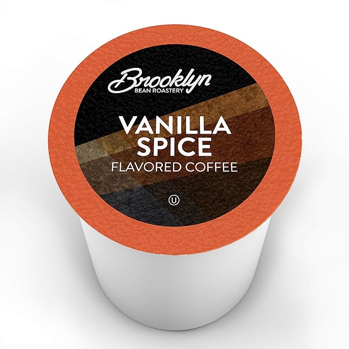 Brooklyn Beans Roastery Vanilla Spice Flavored Coffee Pods - Compatible with Keurig K Cup Brewers