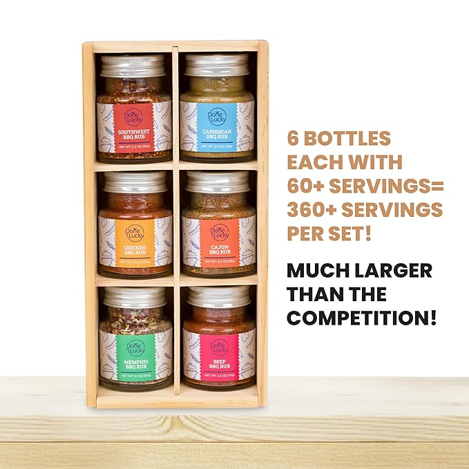 BBQ Rub Gift Set - Spice Gift Set in Premium Wooden Box - Great Grilling Gift for Father's Day