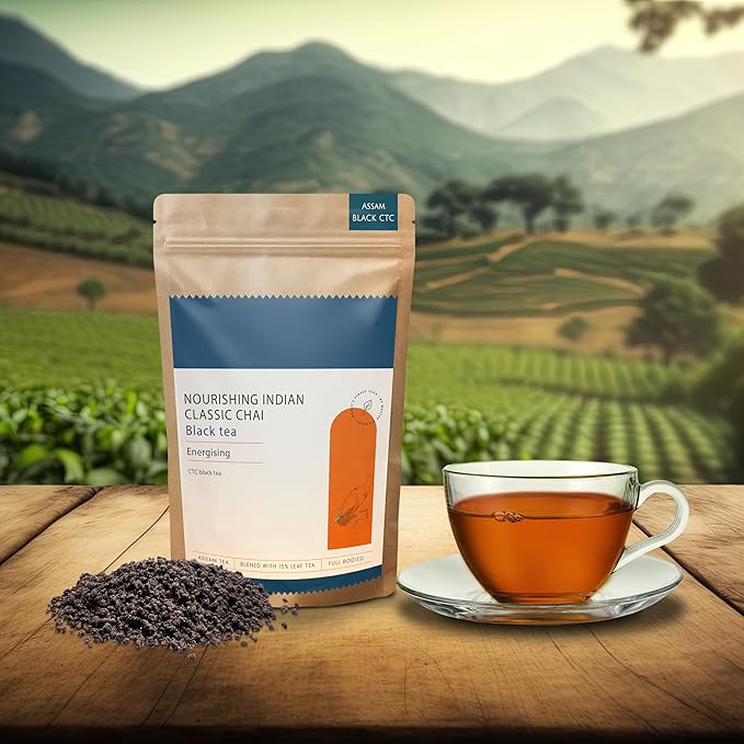 TeaNOURISH Nourishing Indian Classic Chai Tea | Full Bodied Assam CTC Tea Blended with 15% Black