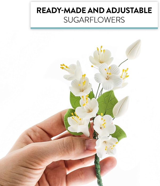 Cherry Blossom Sugar Flower Spray – Gumpaste Flowers for Cakes – Handmade Cake Decorations – Sakura