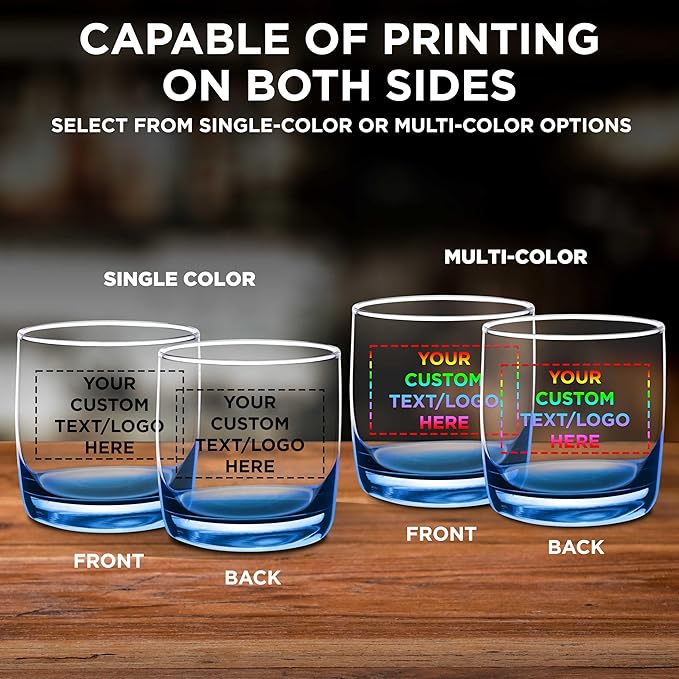 DISCOUNT PROMOS Custom Whiskey Glasses 10 oz Set of 100, Personalized Bulk Pack - Heavy Base Old
