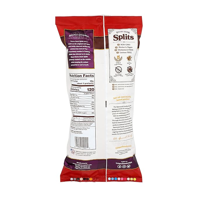 Unique Snacks Extra Dark Splits Pretzels, Original Split-Open Pretzels, Delicious Homestyle Baked
